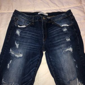 Buckle Jeans (Dark Wash) With Distressing
